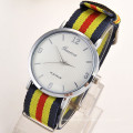 Fashion Platinum Dial Nylon Fabric Band Geneva Watches Mens Watch